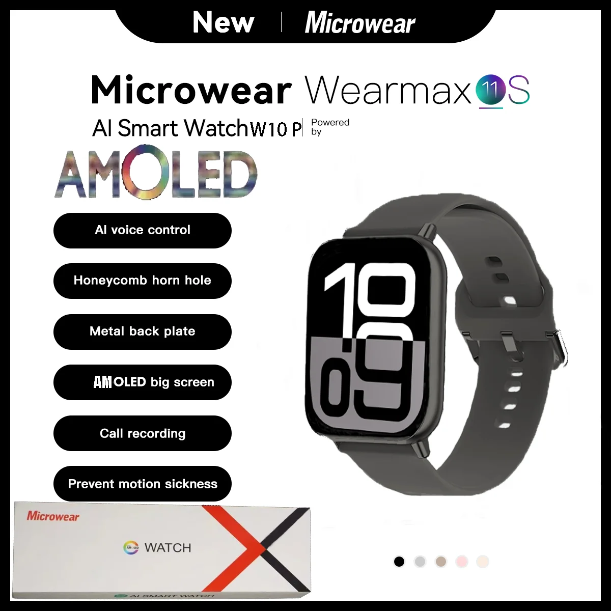 New Microwear W10 Pro Smart Watch X Series 10 AMOLED 1GB ROM NFC 46mm Compass Gesture BT Call ChatGPT Sport Smartwatch Men Women