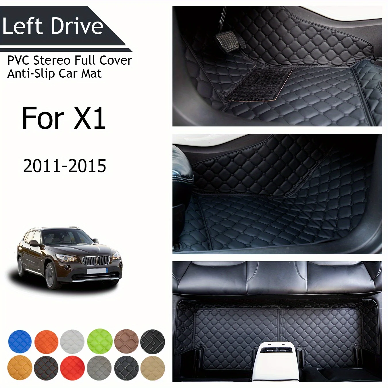 

TEGART 【LHD】For BMW For X1 2011-2015 Three Layer PVC Stereo Full Cover Anti-Slip Car Mat Car Floor Mats Car Accessories