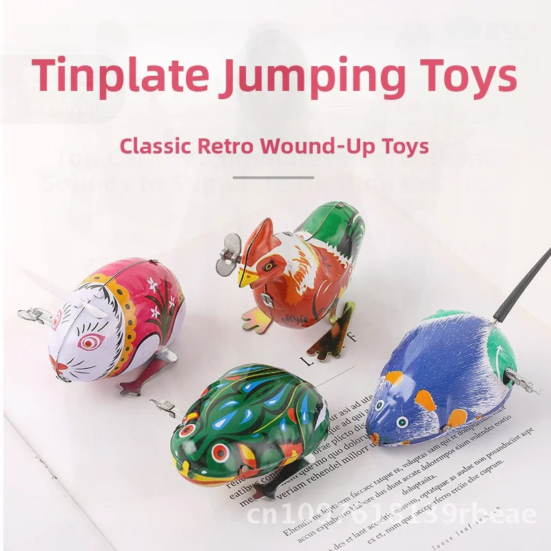 القصدير الضفدع لعبة الحنين الربيع تحميل القفز الطفل سلسلة لعبة معدنية خمر بالجملة