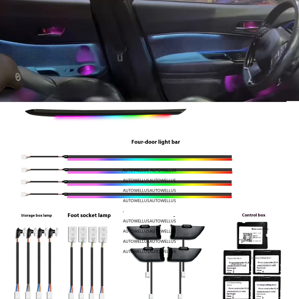 256 Colors Active Flow Atmosphere Light LED Footwell Central control lamp For Toyota CHR C-HR/ IZOA 2018-2021 Ambient light