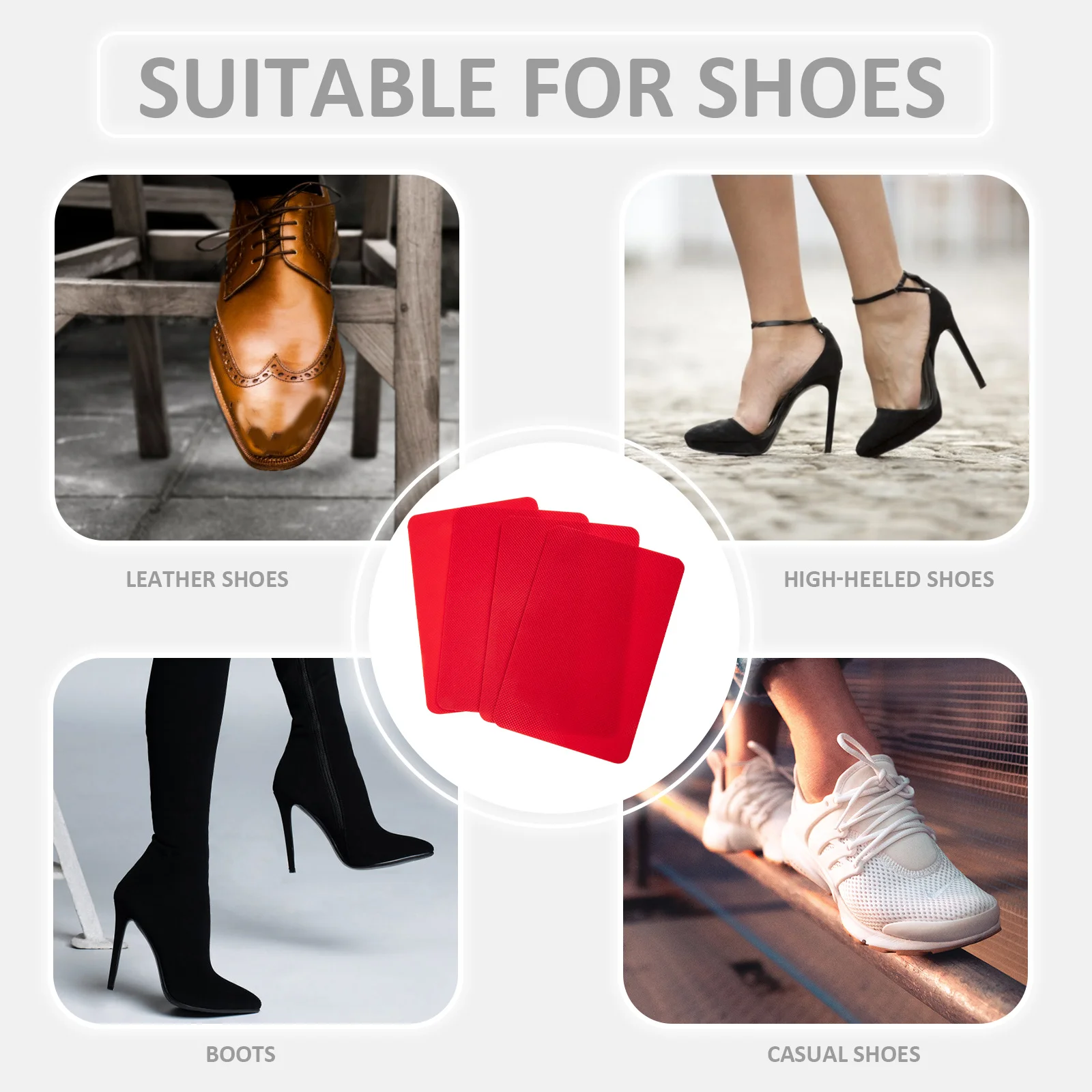 4Pcs Non-Slip Pads Self Adhesive Anti-Skid Sole Protectors Durable Transparent Noise Reduction Suitable for Any Shoes Size