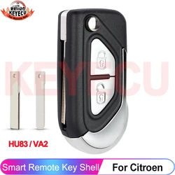 KEYECU Flip 2 Buttons VA2 / HU83 Blade For Citroen C3 DS3 2009 2010 2011 2012 2013 2014 2015 2016 Remote Key Shell Case Cover