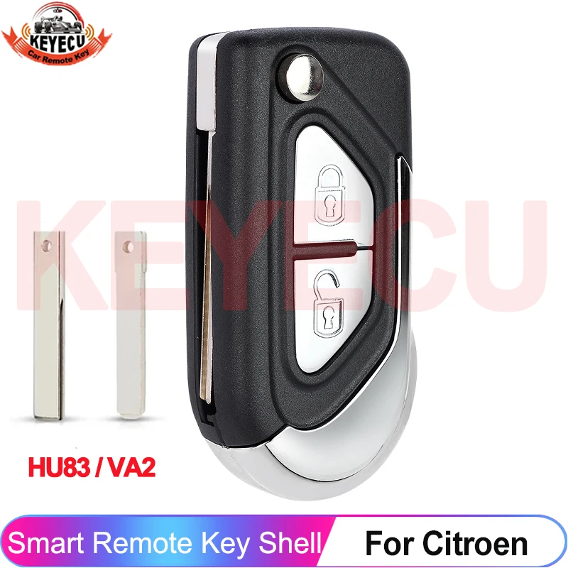 KEYECU Flip 2 Buttons VA2 / HU83 Blade For Citroen C3 DS3 2009 2010 2011 2012 2013 2014 2015 2016 Remote Key Shell Case Cover