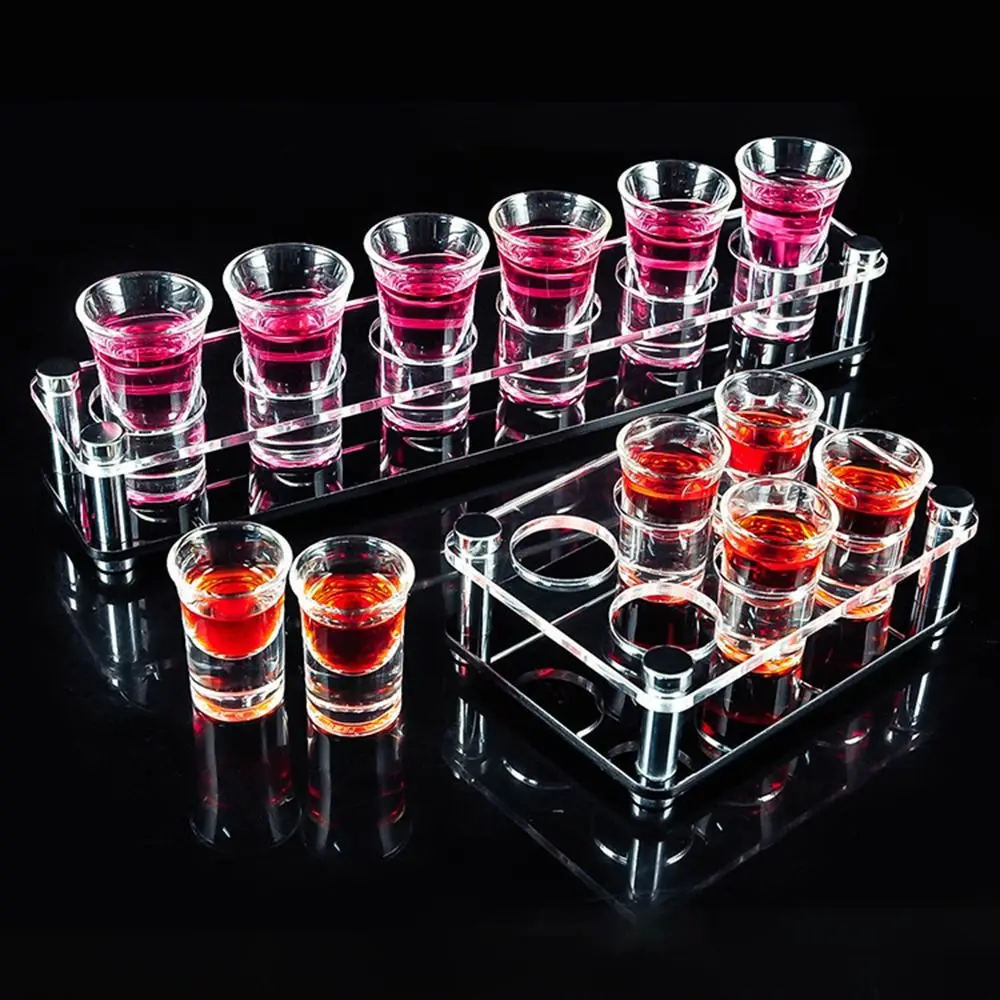 Supplies Shelf Transparent Acrylic Cup Holder 32/38mm Multi-slots Wine Cup Holder Save Space Black Base Shot Glasses Holder Ktv