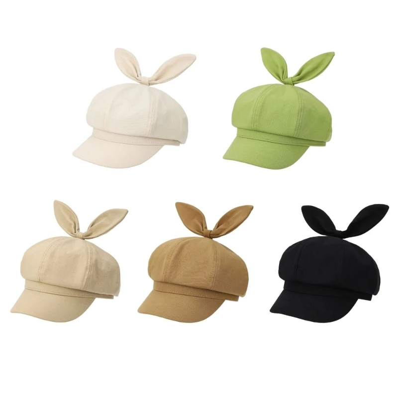 Girls Cartoon Painter Hat French Rabbits Ear for Girls Hat Subculture Street Photography Club Wear