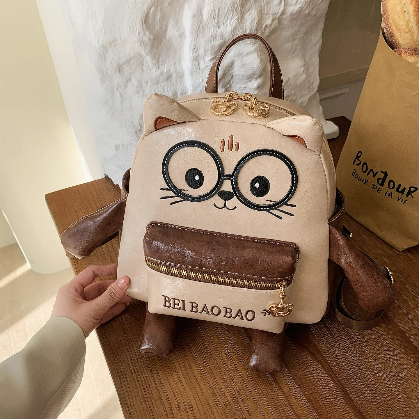 Women's Cute 3D Cartoon Animal Backpacks With Ears Girls Casual Small School Bag New Fashion Outdoor Daily Apparel Accessories