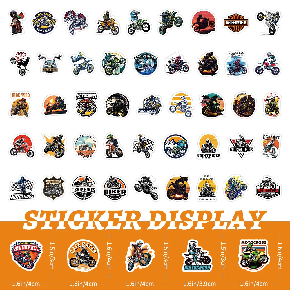 10/30/50/100pcs Retro Motorcycle Racer Stickers Cool Motocross Cartoon Graffiti Sticker Decals for Kids Toy Car Skateboard Diary