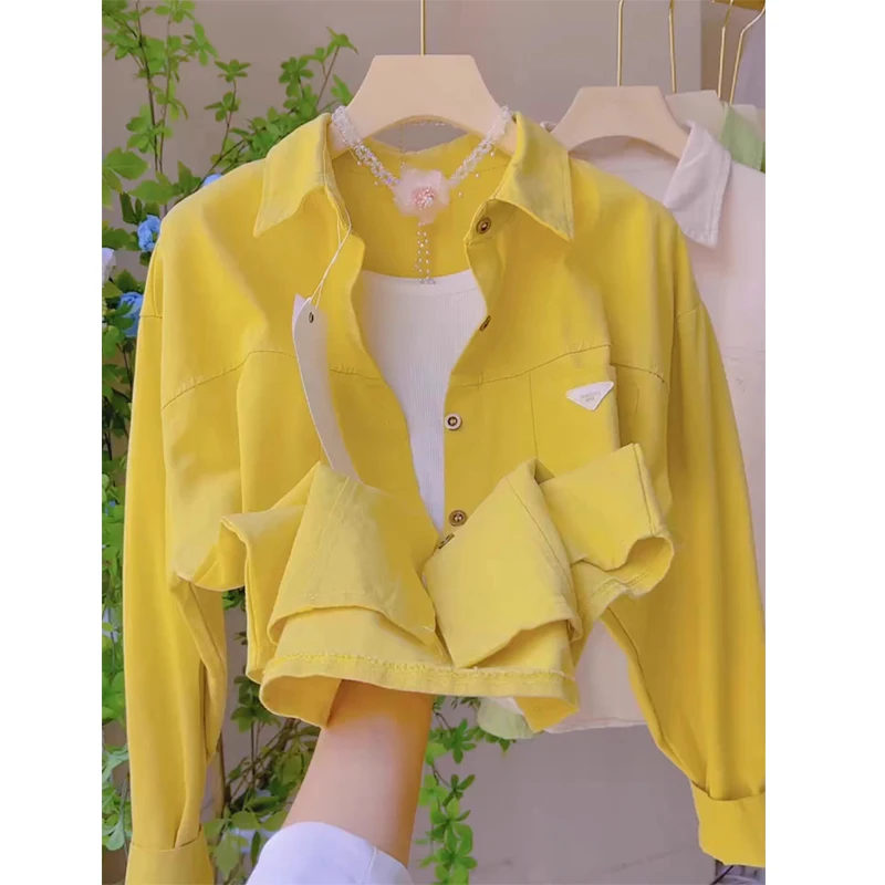 เสื้อคอปกผ้าฝ้ายแท้ใหม่สำหรับผู้หญิง ทรงหลวม สไตล์ลำลอง เหมาะสำหรับฤดูใบไม้ร่วงและฤดูหนาว สไตล์เกาหลี เสื้อคลุมตัวนอก