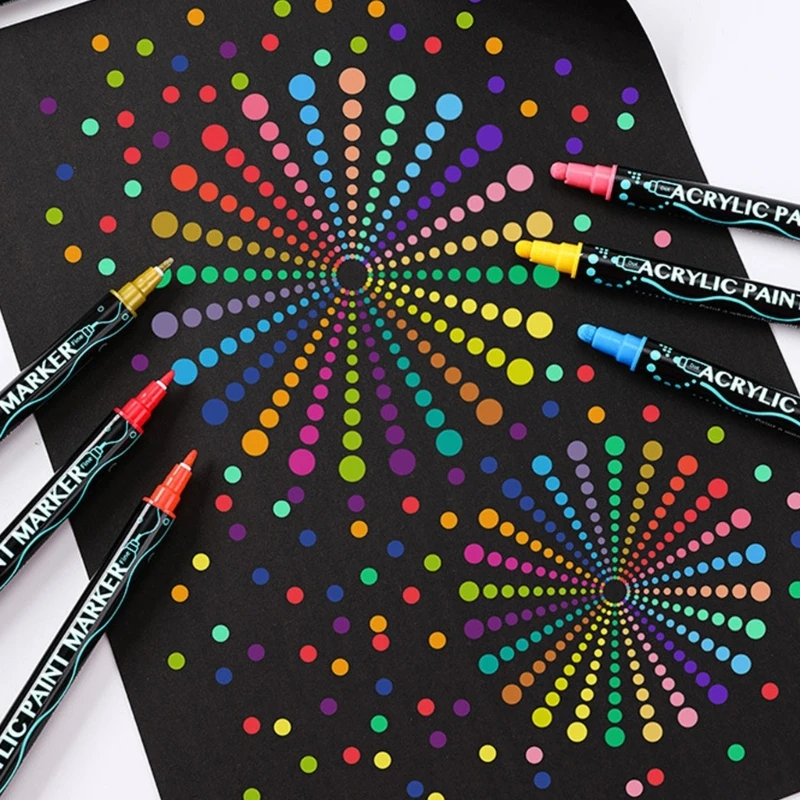 12/24/26/30 Colors Double Ended Acrylic Marker Pen Waterproof Acrylic Paint Pen for Kid Drawing Card Making Scrapbooking