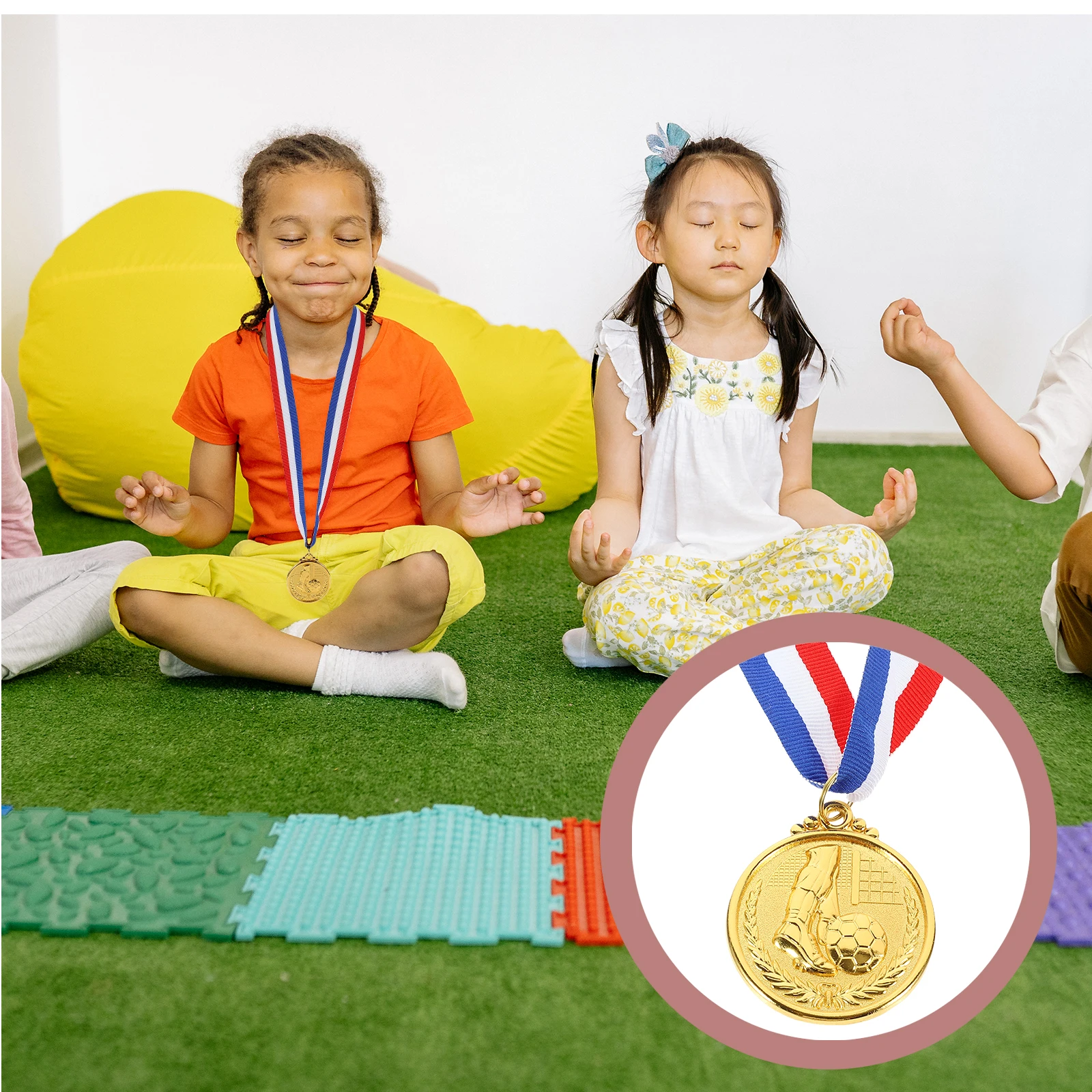 

12pcs Soccer Medals for Student Awards 5cm Gold Metal Football Cup Prize Durable Zinc Alloy Smooth Edge Party DIY Decor