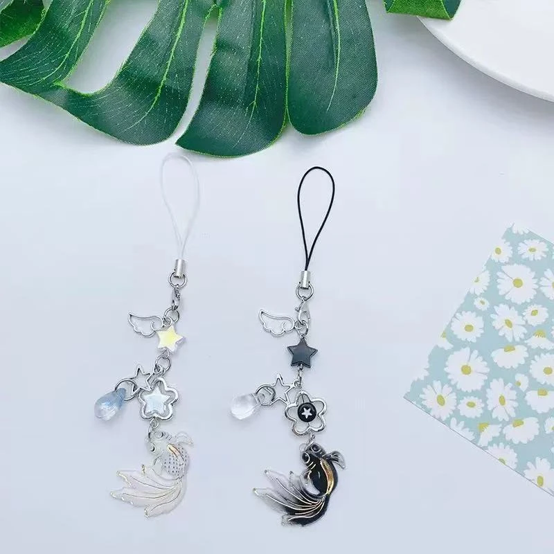 1PCS Koi Star Beads Y2K Girl Style Ocean Theme Keychain Handmade Little Fish Lucky Charm Phone Straps Lanyard Jewelry Giift view 2