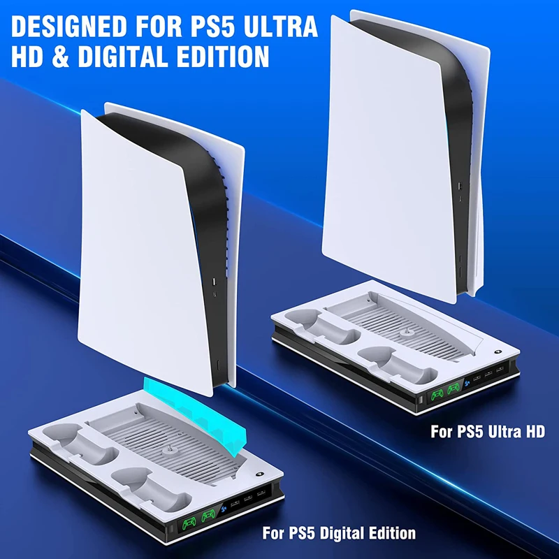 2024 PS5 Stand Cooling Console Vertical Fast Charging Station With Dual Game Controller Charger For Playstation 5 Disc/Digital
