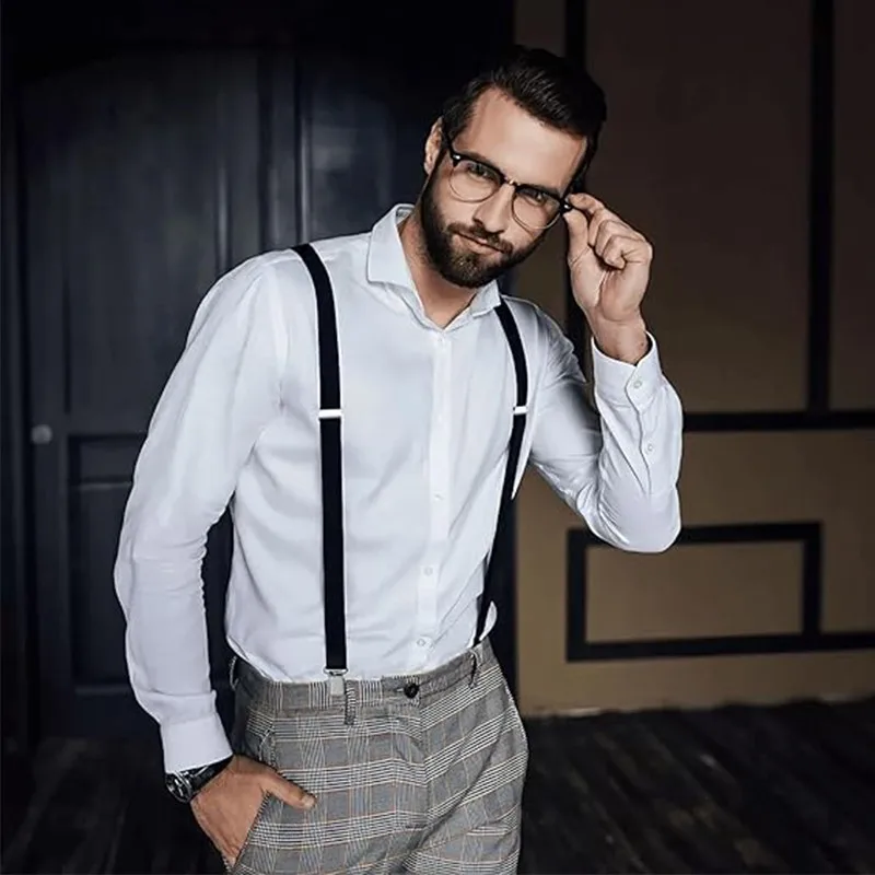 مطاطا البوليستر الحمالات الرجال 4 مقاطع Vintage الرجال النساء الحمالات بنطلون الزفاف تعليق للتنانير الحمالات 4 كليب #4