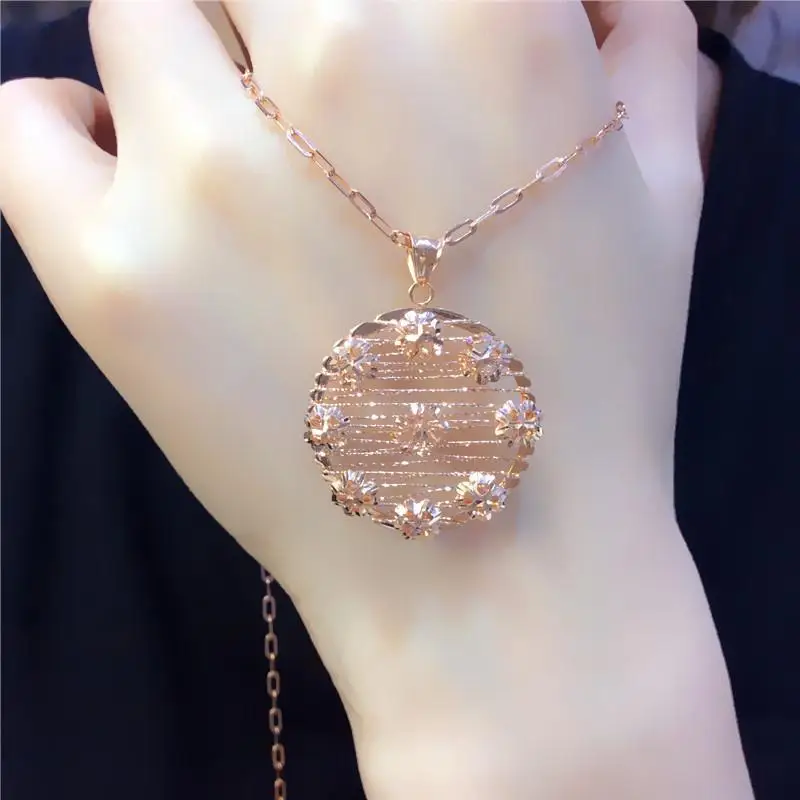 585 purple gold plated 14k rose gold original exquisite round florets necklaces for women glamour exaggerated engagement jewelry