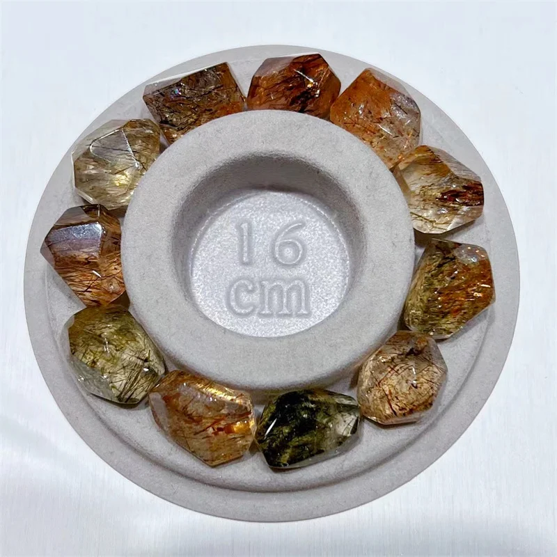 4PCS Natural Freefom Black And Gold Rutilated Quartz Sphere Quartz DIY Bracelet Spiritual Prayer Meditation Crystal Stone16-19MM