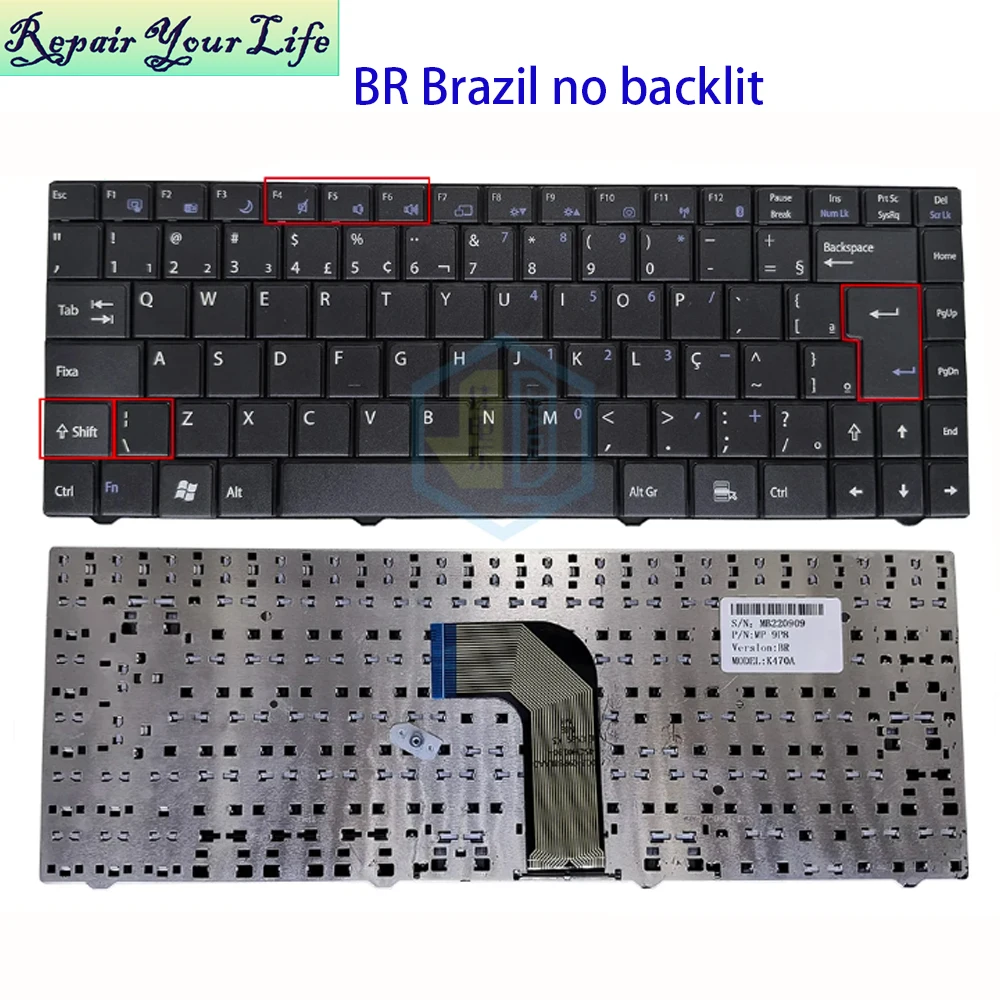 

PT-BR Brazil Spanish Keyboard For Positivo Sim+ 7380 7450 7480 7510 7520 7690 7880 7990 Laptop Keyboards MB210621 82B382-FB6126