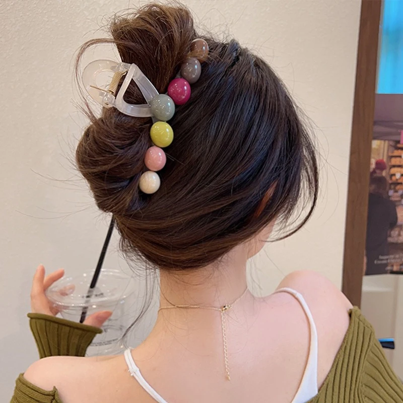 New Rainbow Love Hair Claw Large Ponytail Crab Claw Girl Sweet Back of The Head Fashion Hair Grip Hair Accessories Gifts