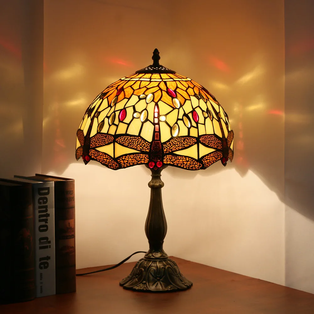 Tiffany Southeast Asia Europe European Vintage Living Room Study Bedroom Bedside Dragonfly Decorative Table Lamps