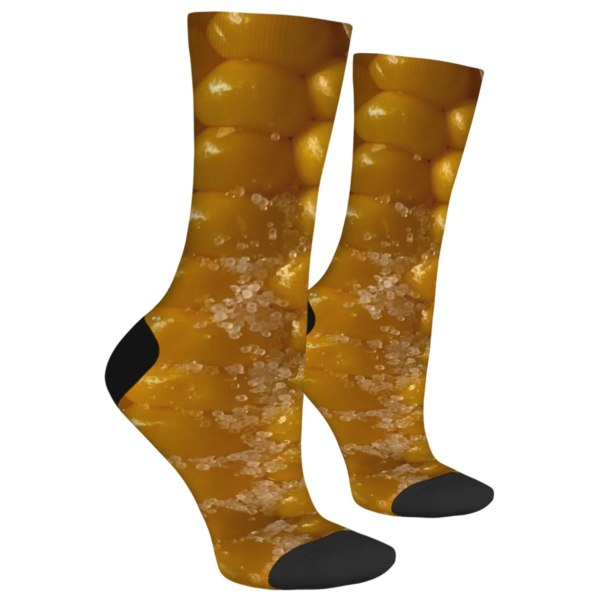 جوارب متوسطة الساق من الذرة المملحة الديناميكية الطازجة، تصميم مطبوع عليه الذرة المملحة اللامعة للجنسين لملابس الحرم الجامعي ناعمة ومسامية #5