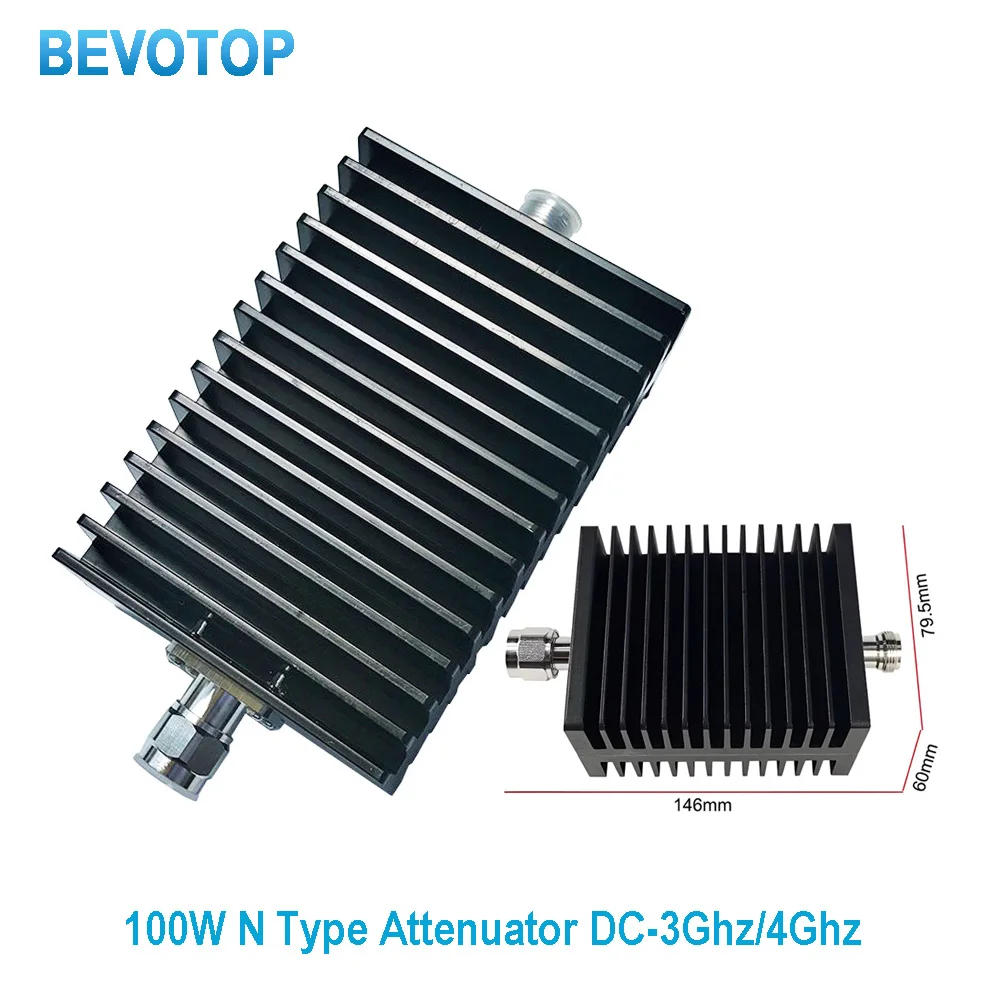 100W N Type Attenuator DC-3Ghz/4Ghz 1db~60db N Male Plug to Female Jack RF Coaxial Attenuator 50ohm RF Accessory High Power