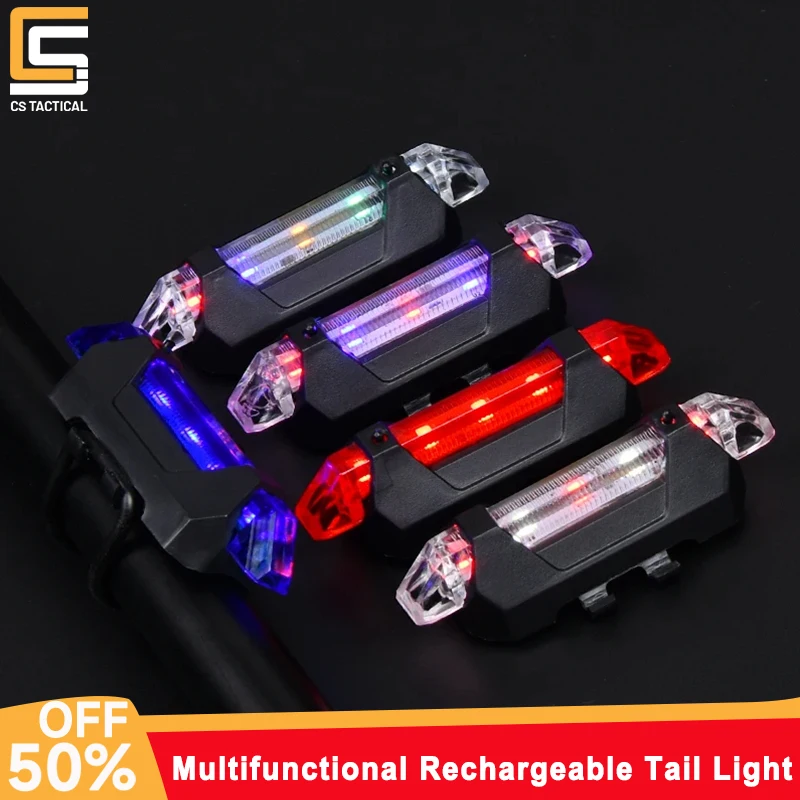 Tactics LED Bicycle Tail Light Mountain Bike Safety Warning Front Rear Flashing Lamp USB Rechargeable Night Riding Accessories