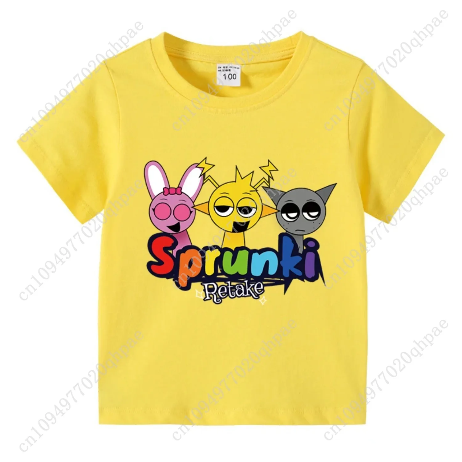 Футболка с рисунком Sprunki, детские хлопковые футболки Incredibox, топы с короткими рукавами для маленьких девочек, летняя одежда для мальчиков, детская одежда