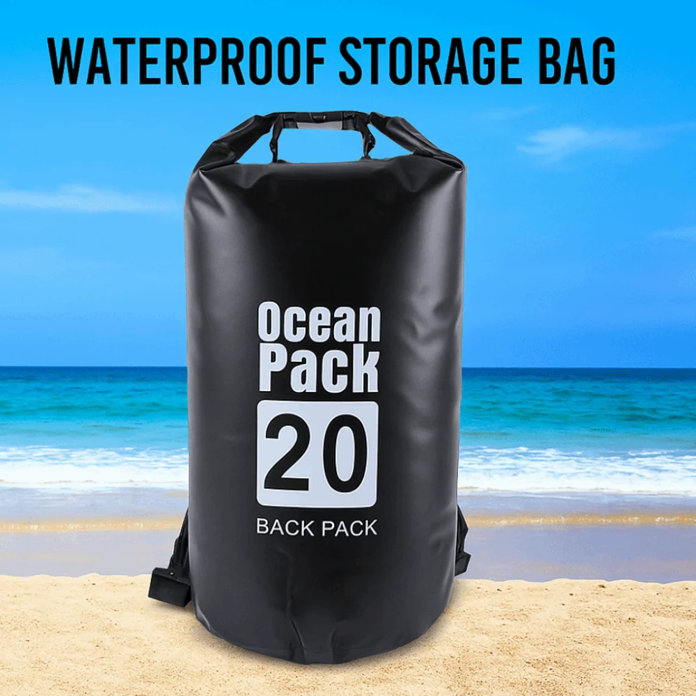 20L Waterproof Dry Bag Waterproof with Shoulder Straps Swimming Bucket Bag Large-Capacity Foldable Beach Backpack Water Sports