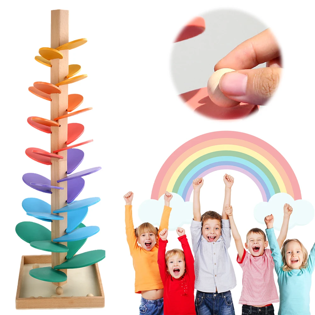 Arcobaleno in legno Musica che suona alberi Sviluppo delle abilità motorie fini Petalo arcobaleno Building Block Albero della saggezza Giocattoli educativi per bambini