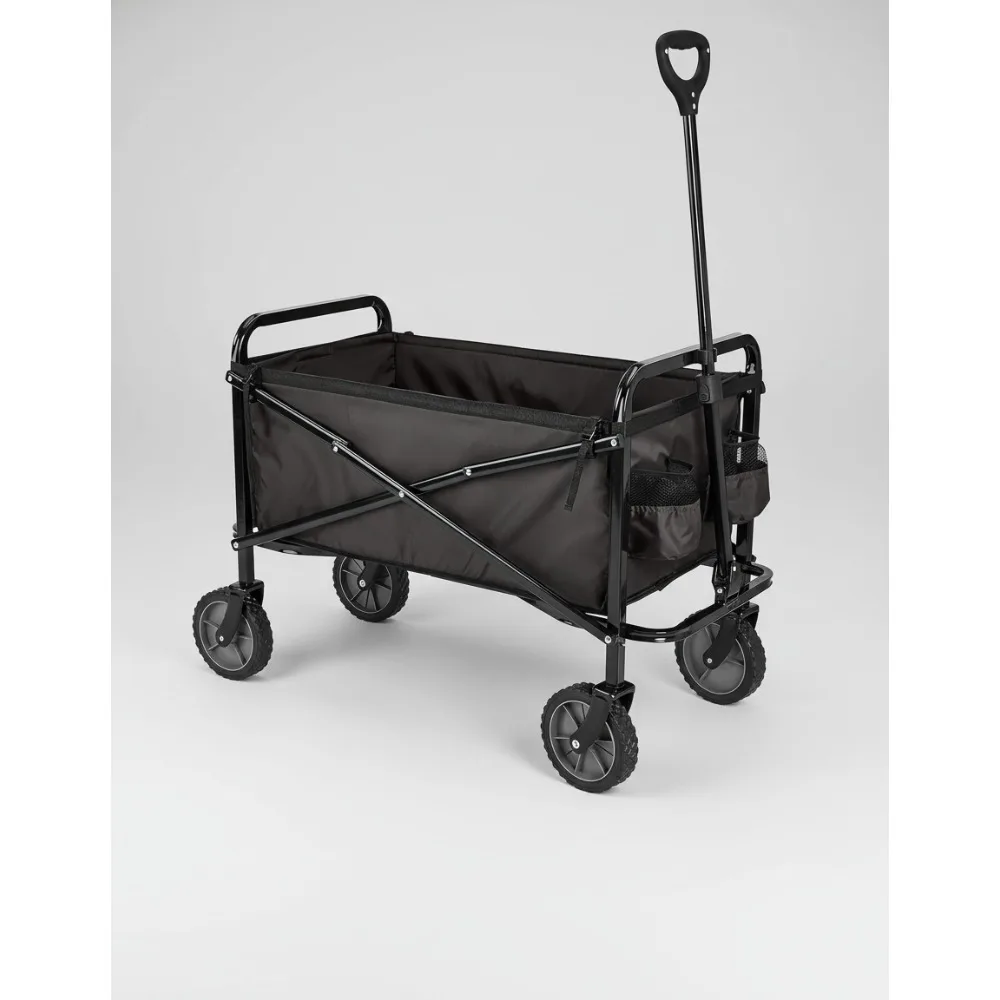 

Heavy Duty Collapsible Folding Utility Wagon Cart for Outdoor Sports Camping Garden Shopping, 265 lbs Capacity, Black
