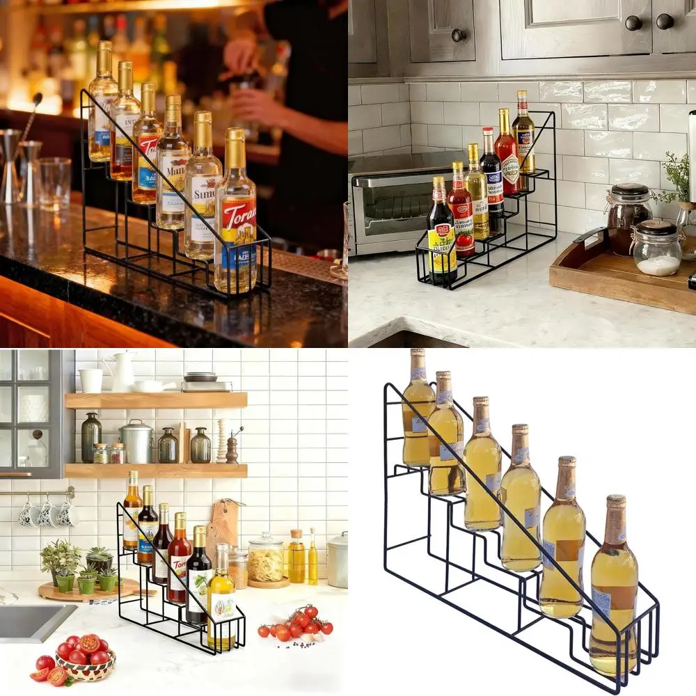 

Wire Syrup Bottle Rack for Coffee and Liquor Display, Sleek Stand for Bars and Showrooms