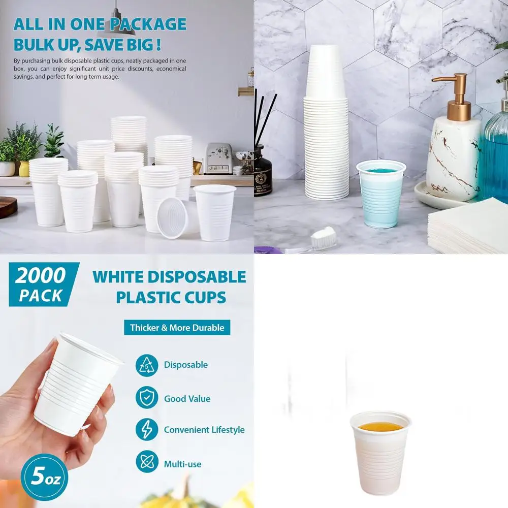 

Белые пластиковые дегустационные стаканчики на 2000 штук, 5 унций, одноразовые стаканчики для напитков и отбора проб