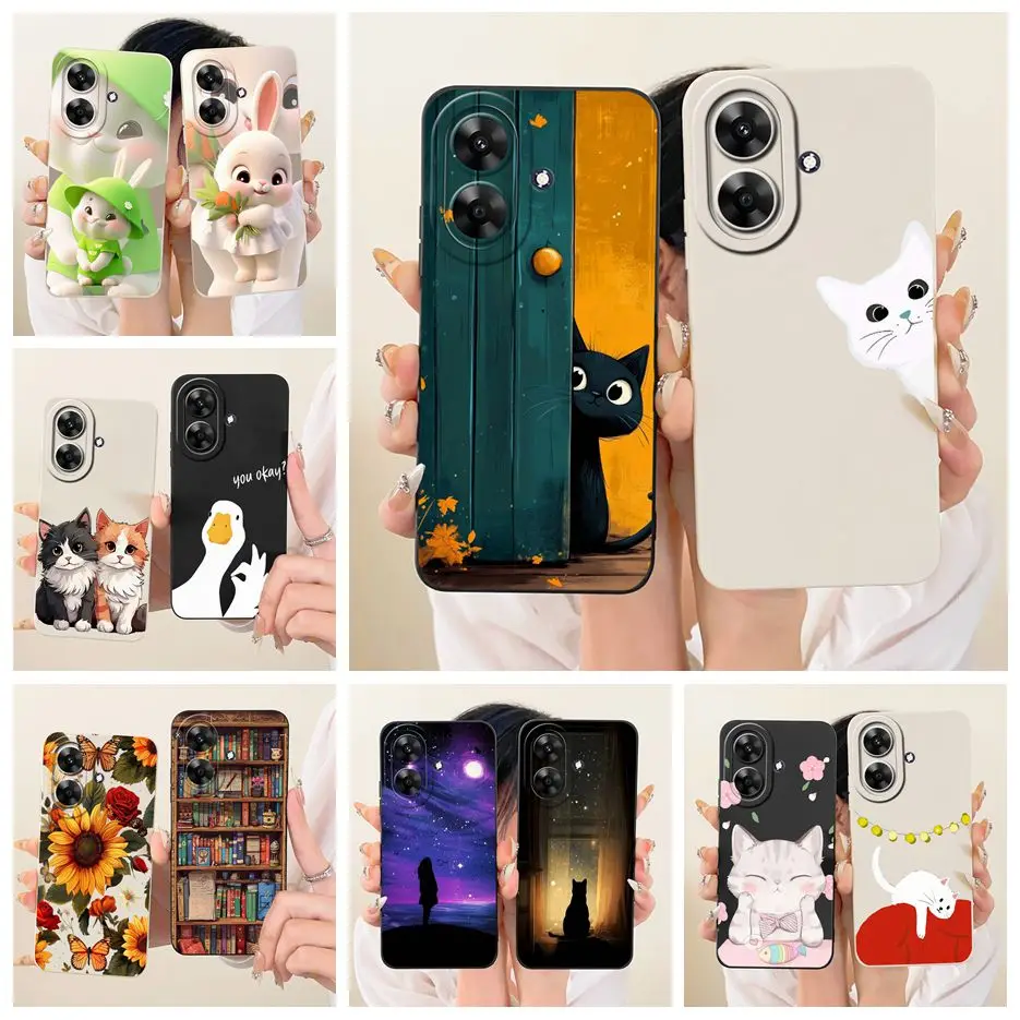 ل Realme ملاحظة 60 60X حافظة RMX3933 لطيف القط مضحك الكرتون غطاء لينة غطاء من السيليكون ل Realme Narzo N61 ملاحظة 60X نوت 60 X قذيفة