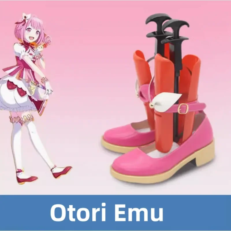 Project Sekai Colorful Stage Otori Emu Cosplay Shoes PU Leather Boots Halloween Cosplay Prop Custom Made Shoes