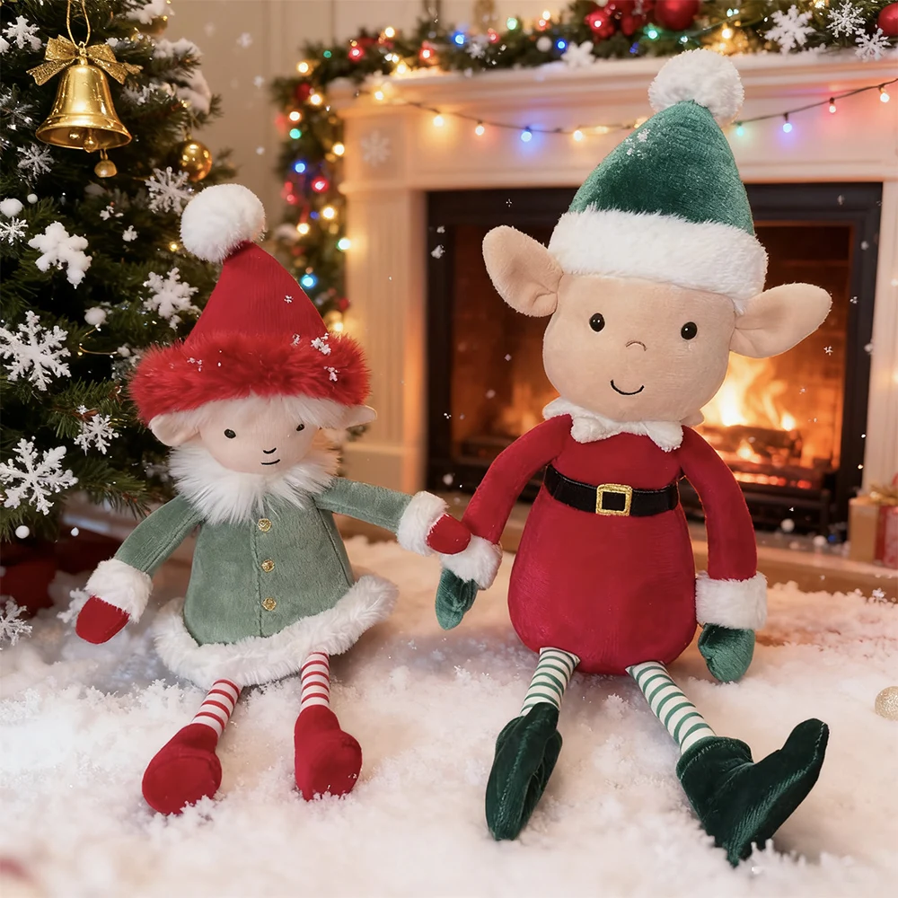 

New Christmas Big Ears Elf Doll Plush Toy Cute Soft Stuffed Figure Christmas Decoration Holiday Cartoon Xmas Gift for Kids Adult