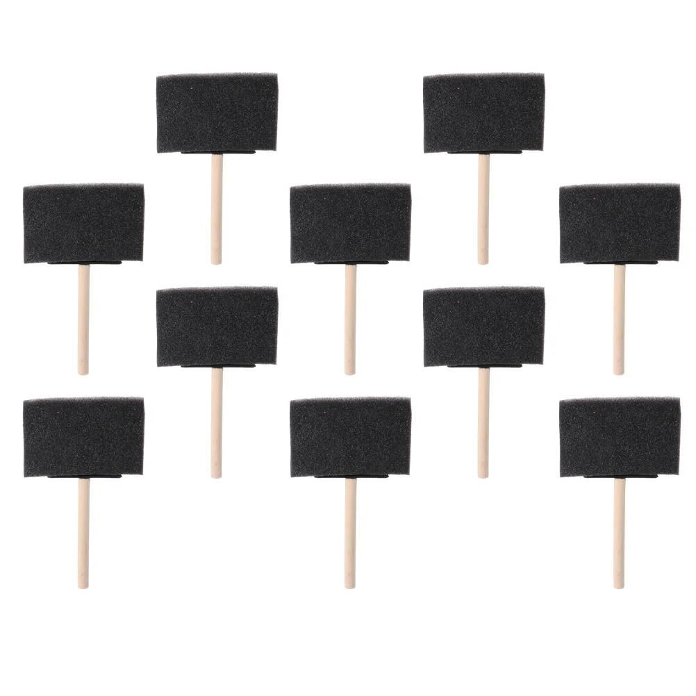 

10pcs Wood Handle Sponge Painting Brush High-Density Reusable Craft Tool For Staining Art Projects Bevel Tipped Brush Studio Use