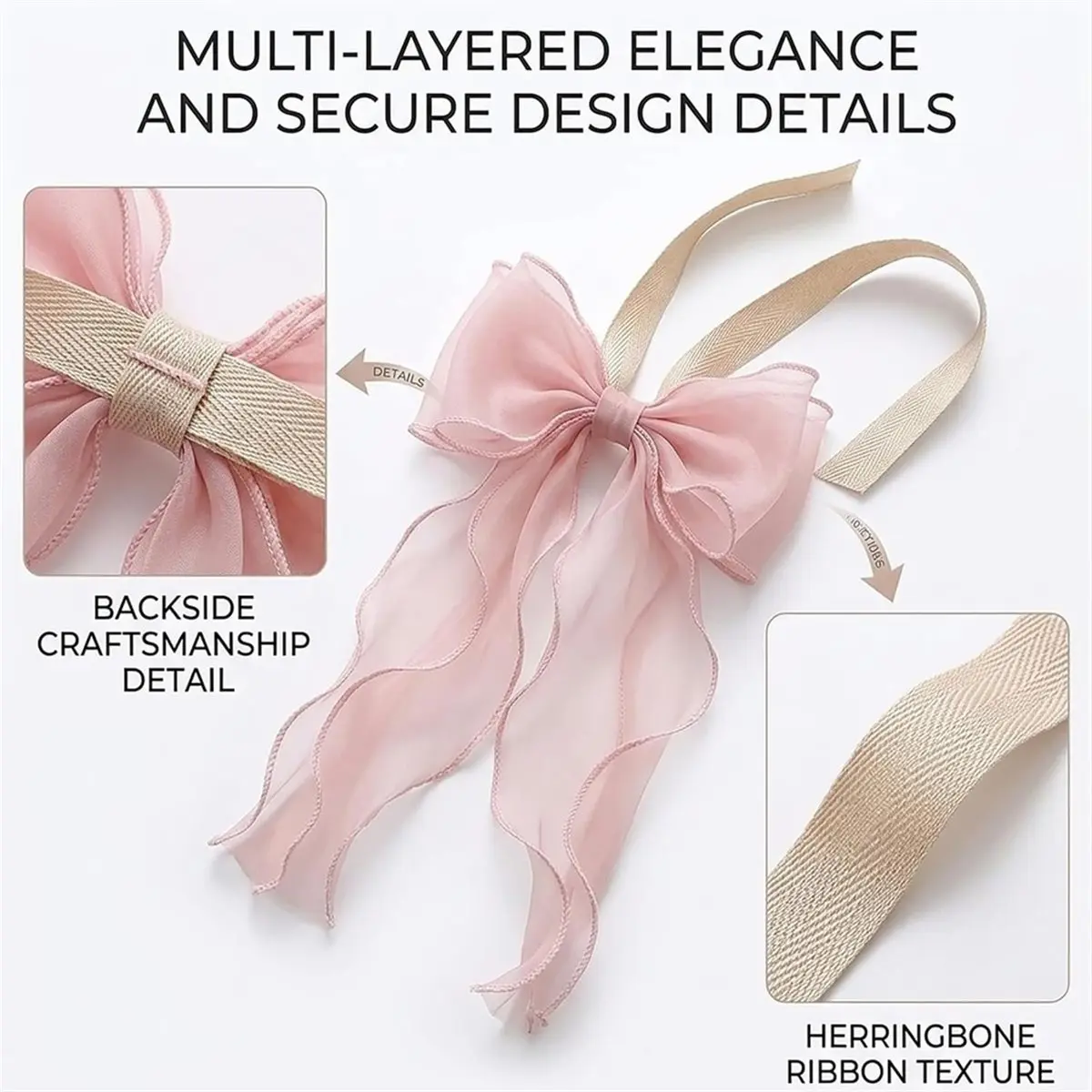 4-Pack PinkBow Curtain Tiebacks, Decorative Drape Holdbacks French Aesthetic Decor for Girls Bedroom & Living Room