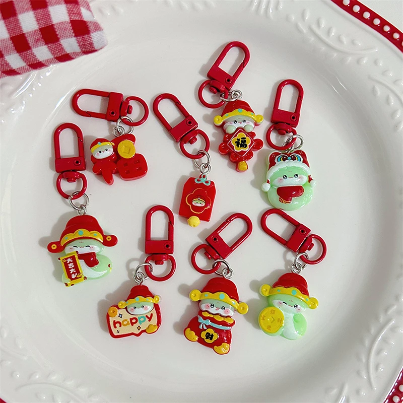 Creative 2025 New Year Chinese Zodiac Snake Year Keychain Pendant Cute Cartoon Backpack Car Ornament Key Ring