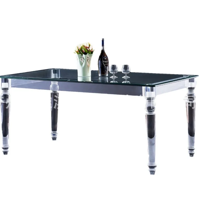 

Acrylicle dining tale DIY transparent crystal glass te banquet square table wedding table bar