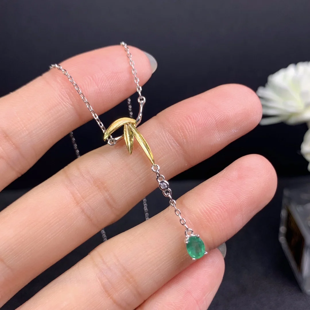 

Natural Emerald Necklace Pendant 925 Sterling Silver Fine Jewelry for Women Sales with Free Shipping Clearance Sale