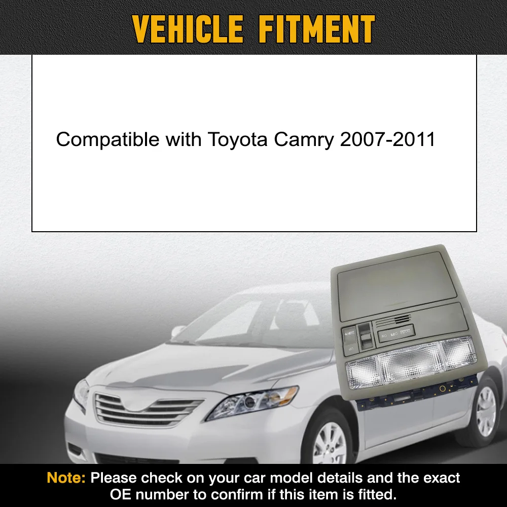 

63650-33221E0 Interior Console Overhead Sunroof Reading Light with Switch For Toyota Camry 2007-2011 63650-33271-E0 63650-33220