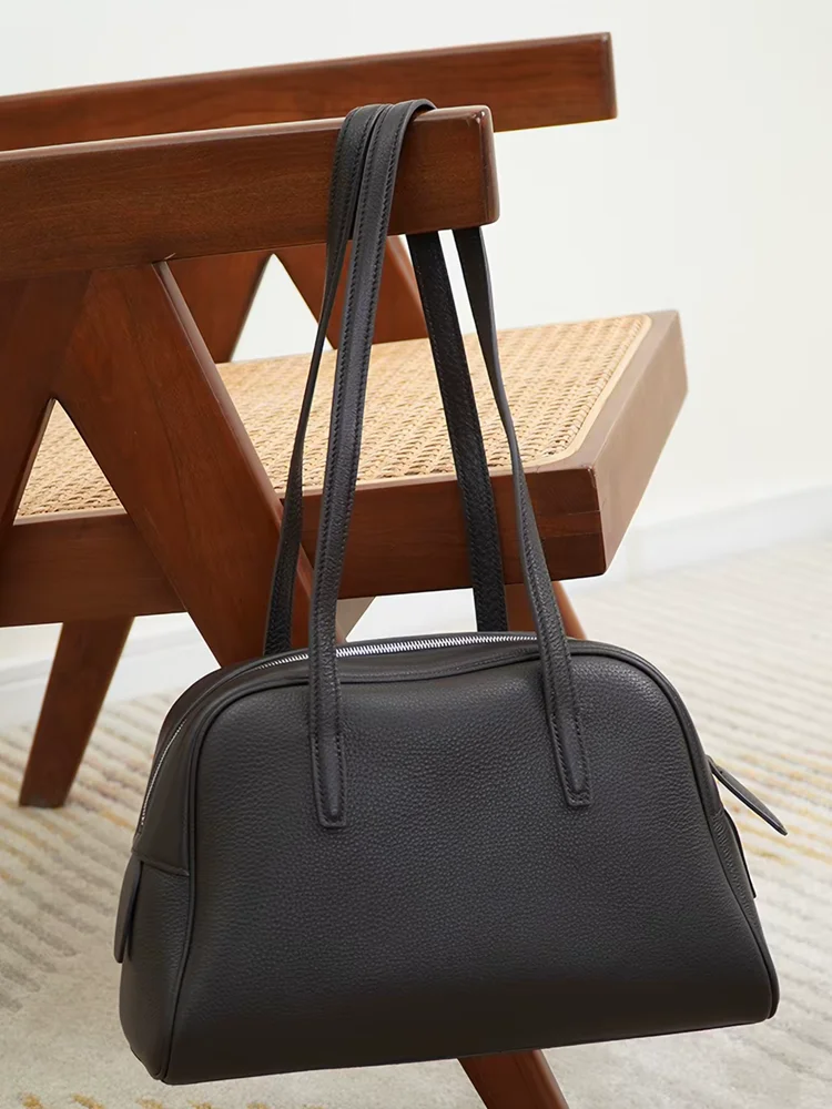 Fashion Unique Elegant Genuine Leather Women Bag\Handbag Simple Real Leather Tote Underarm Shoulder Commuter Bag Big Capacity