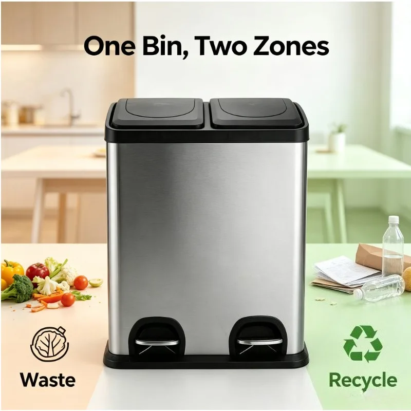 High Value + Real Use, Classified Trash Can, Step on the Automatic Lid Opening, Super Worry-Free