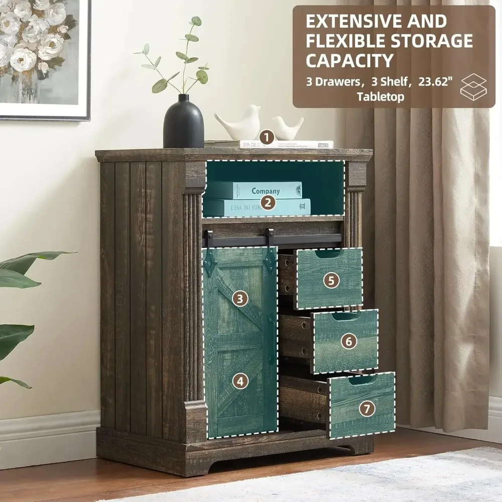 

Bathroom floor cabinet, farmhouse storage cabinet with sliding barn door, bathroom small storage cabinet with drawers, kitchen