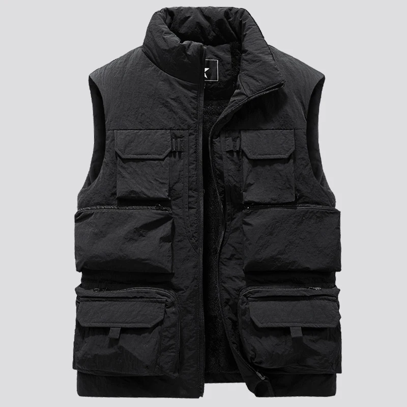 Winter Mens Multi-pocket Warm Vests Men Fleece Lined Mountain Ski Waistcoats Men Thermal Photographic Sleeveless Jacket Clothing