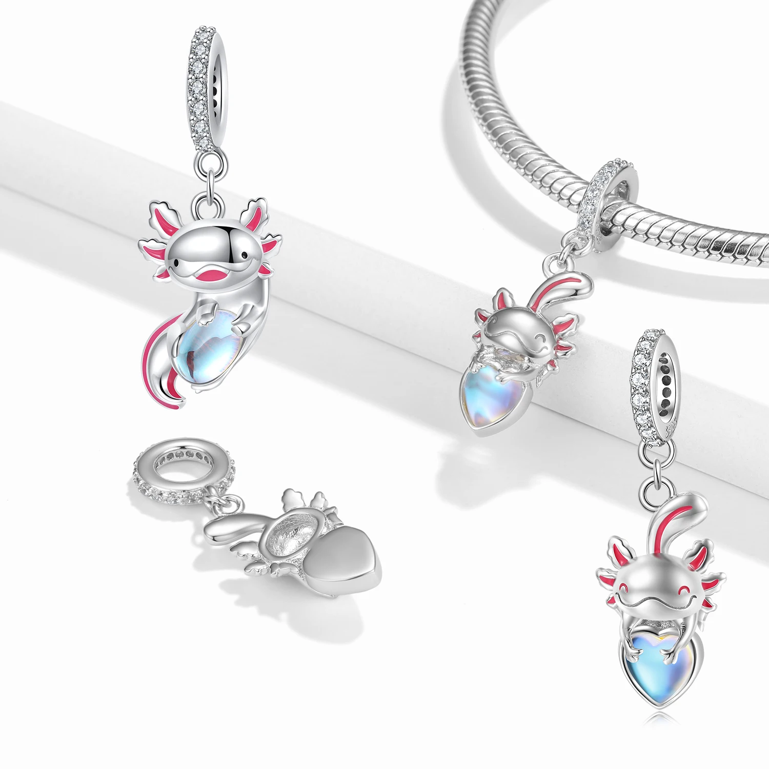 

925 Sterling Silver STILLHOUSE Lizard Moonlight Egg Black Cat Penguin Animal Pendant Charms for Bracelet Genuine Pendant