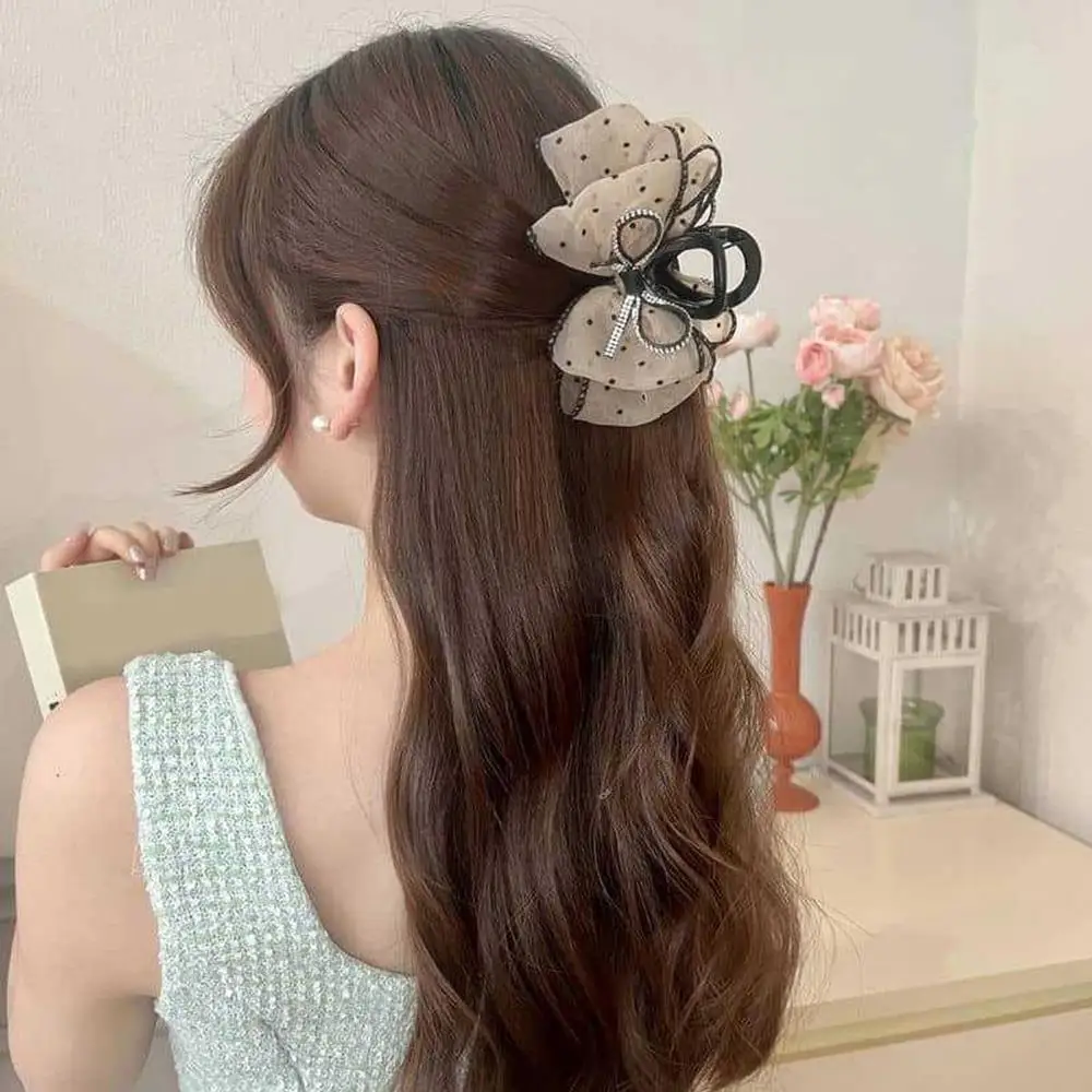 

Mesh Bubble Hair Clip Shark Clip Korean Sweet Duckbill Clip Claw Clip Hair Accessories Light Luxury French Hair Clip BB Headwear