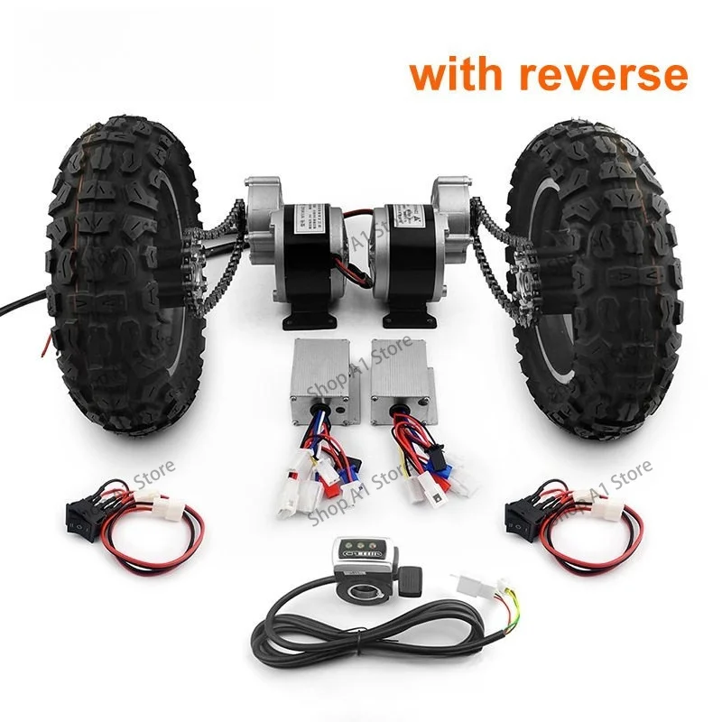 2 * 250W 10 Inch Dual Drive Pneumatic Wheel Reverse Electric Conversion Kit For Easy Carrying Of 200kg Handcart Flatbed