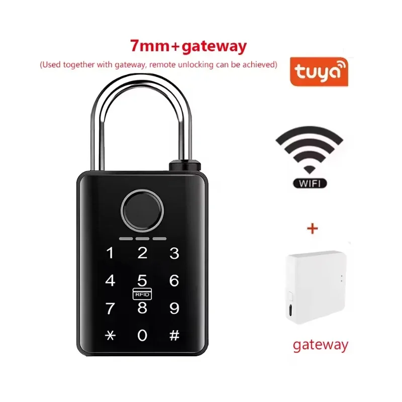 Tuya Smart Deurslot Vingerafdrukhangslot Wachtwoord APP Kaart Sleutel Ontgrendelen 7mm 10mm Smart Hangslot Waterdicht Elektronisch Slot