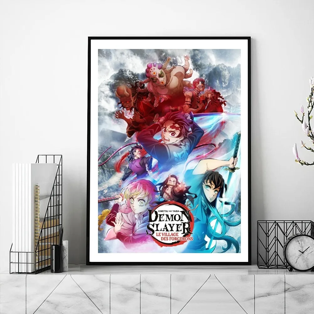 Bilibili Demon Slayer Anime Poster Gallery Prints Adhesive Home Decor Decoration Wall Decals Living Room Sticker