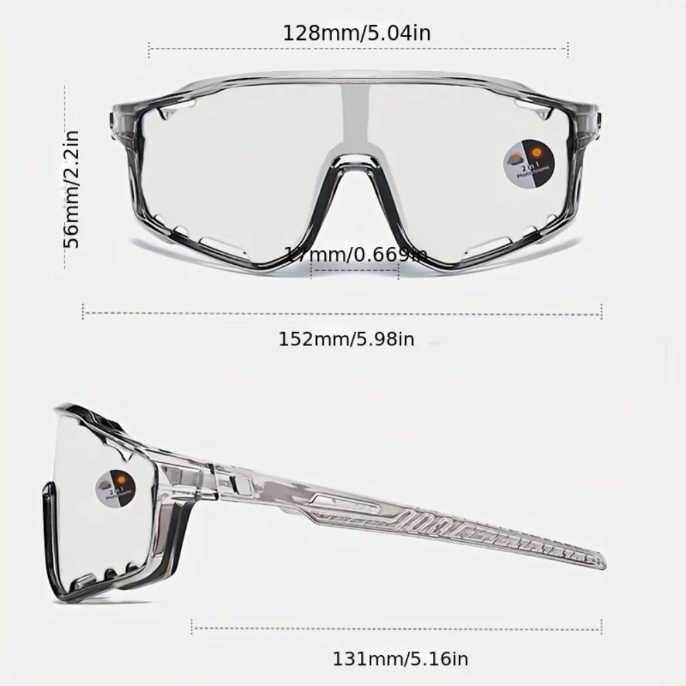 

1 Pair Photochromic Cycling Sunglasses, Oversized Unisex Day Night Dual Use Fashion Sun Glasses Gift for Men Women